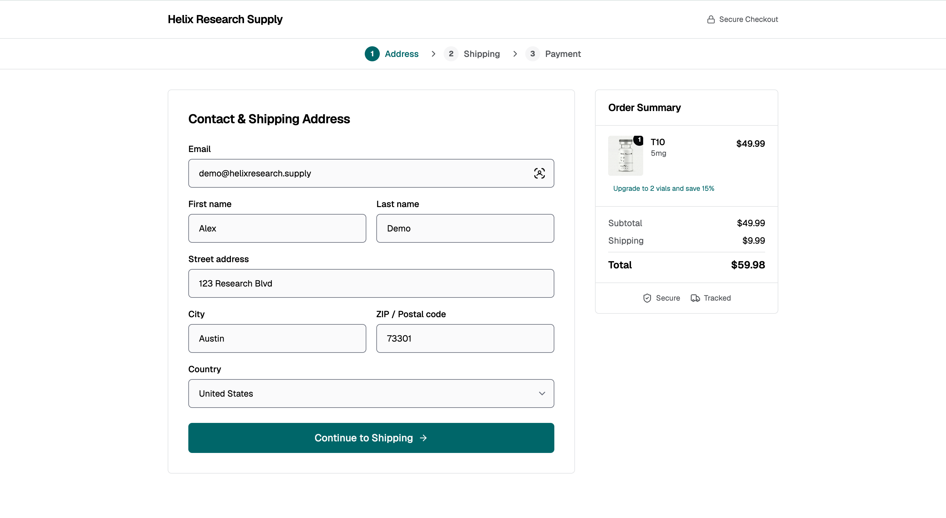 Demo store — Checkout view